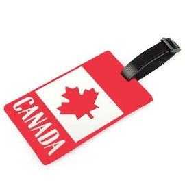 Canadian Flag Vinyl Luggage Tag with Information Card (One_Size, Red)