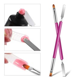 Nail Brushes, 2Pcs Nail Art Brushes, Dual-Ended Polygel Brush & Picker tool, Magic Extender Gel Tool for UV/LED Nail Art, Acrylic Nails Extension, Extensions Builder, Purple
