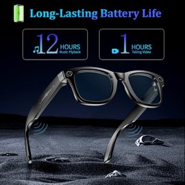 Gafas Inteligentes AI con Cámara de 8 MP, Video de 1080P y Foto HD, Audio Bluetooth, Asistente de Voz AI, Traducción en Tiempo Real, Reconocimiento de