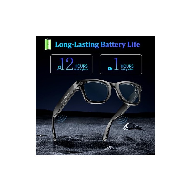 Gafas Inteligentes AI con Cámara de 8 MP, Video de