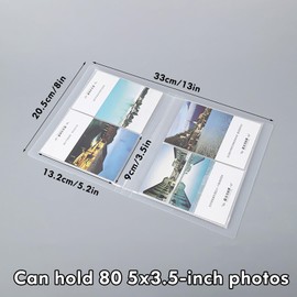 3.5 x 5 inch / 13 x 9 cm Photo Album 80 Pockets, Photocards Holder for 3x5 3.5x5 Pictures Cards (Transparent)