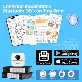 Mini Impresora de Etiquetas Portátil, Impresora Bluetooth Térmica Inalámbrica Compatible con iOS & Android, Regalo para Niños y Adultos en Hogar u Oficina Perfecta para Fotos, Notas y Listas (Blanco)