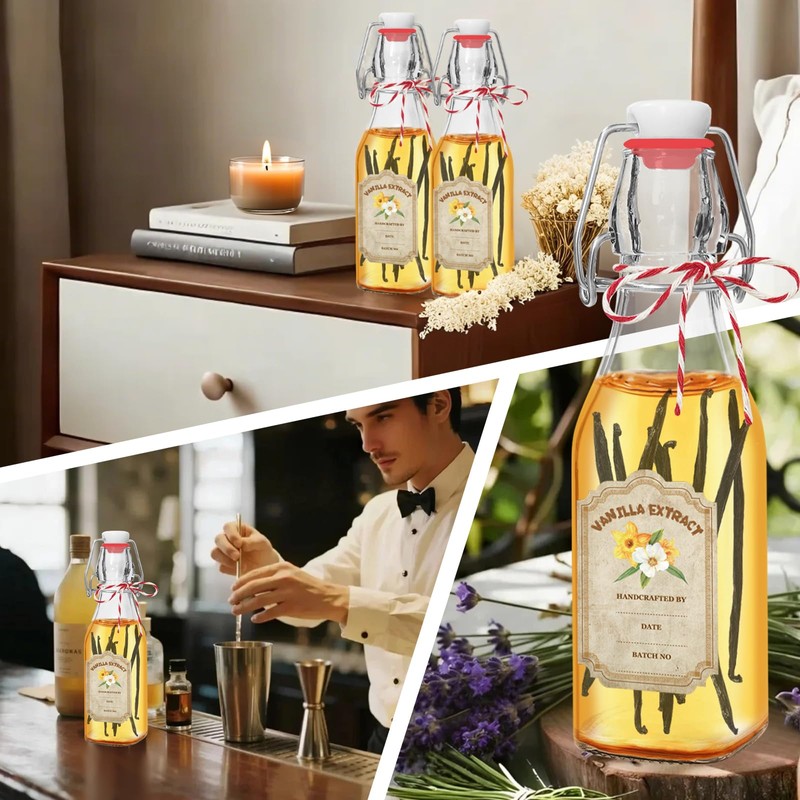 Fimyyao 10 Pack Swing Top Glass Vanilla Extract Bottles 8