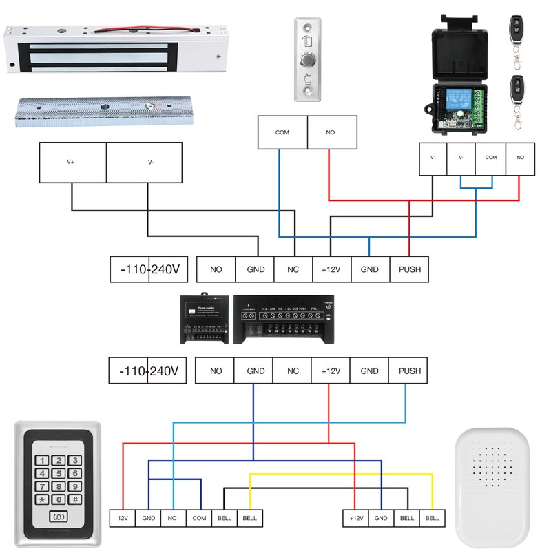 Access Control System 1200lb Electric Magnetic Door Lock Kit: RFID