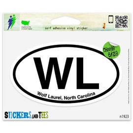 WL Wolf Laurel North Carolina Oval Vinyl Car Bumper Window Sticker 3" x 2"