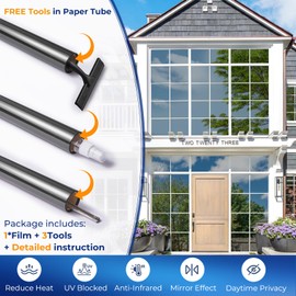 Coavas One Way Window Privacy Film, Window Tint for Home, Reflective Mirror Glass Window Coverings Heat UV Blocking See Out Not in, Black, 17.5 in X 9.8 Feet