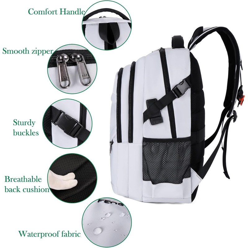 FENGDONG Laptop Backpack with USB Charging and Headphone fits 17.3