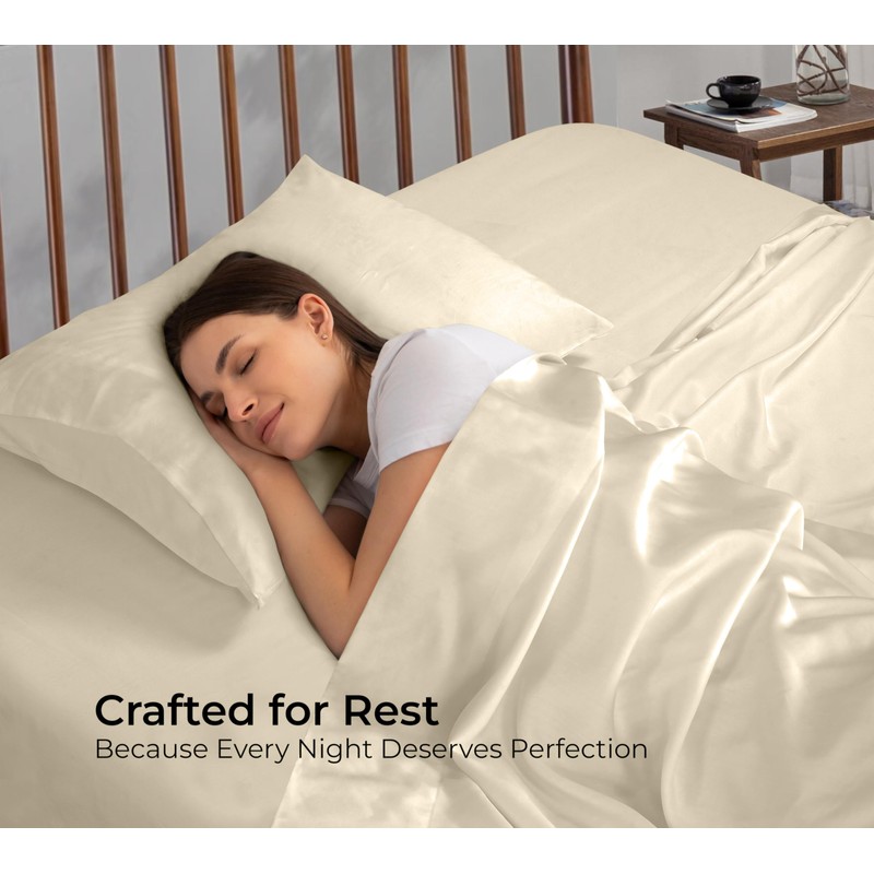 Royale Linens Bamboo Viscose Twin Flat Sheets Only - Cooling