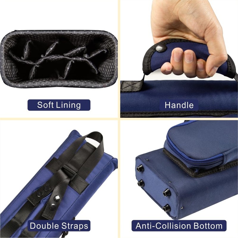 AMAZCHAT 5X3 Pool Cue Case for 3B5S,Detachable Adjustable Dual Shoulder