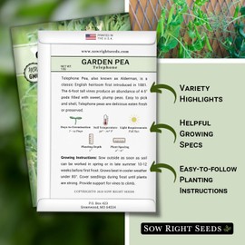 Sow Right Seeds - Telephone Pea Seeds for Planting - Non-GMO Heirloom Packet with Instructions to Grow an Outdoor Home Vegetable Garden - Tall, Productive Vining Plant - Sweet Shelling Pods (2)