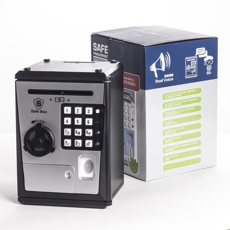 LIKE Toy Piggy Bank Safe Box Fingerprint ATM Bank Savings