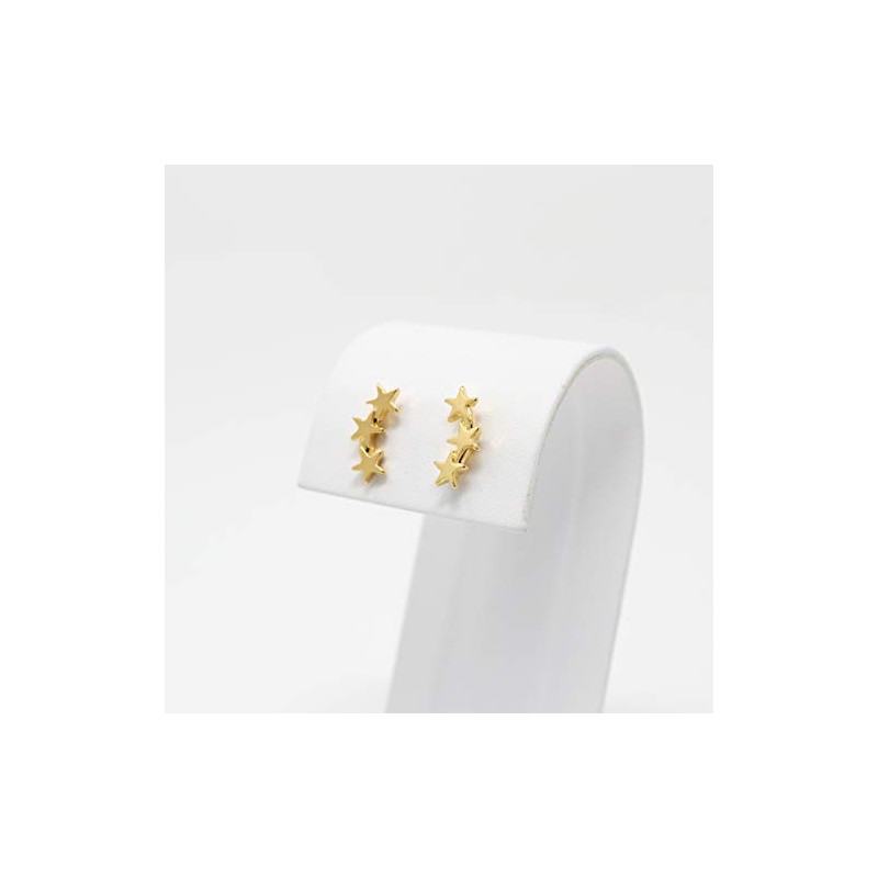 Aretes de Triple Estrella en Chapa de Oro de 22K