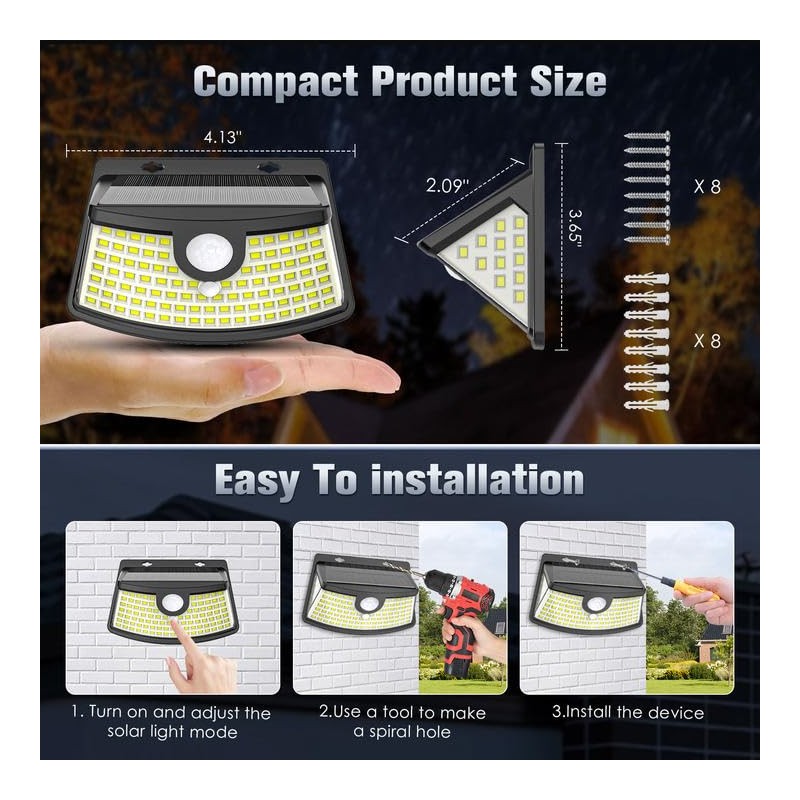 Aootek New Solar Motion Sensor Lights 120 LEDs with Lights