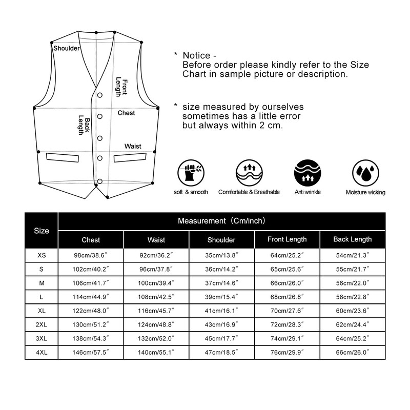 HISDERN Chaleco de traje para hombre con 3 bolsillos para