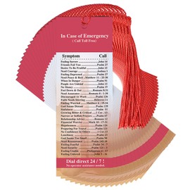 Motipuns 50 Pcs in Case of Emergency Christian Bookmarks Bulk 2 x 6 Inch God's Emergency Numbers Bookmark Bible Emergency Numbers Catholic Bookmarks with Red Tassel Bible Tracker