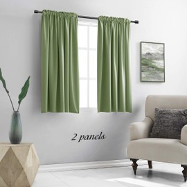 DONREN Sage Green Curtains for Bedroom - Blackout Thermal Insulated Curtain Panels with Rod Pocket (42 by 45 Inch,2 Panels)
