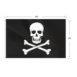 Skull Bones Flag 3x5 FT, Double Sided Pirate Jolly Roger Skull Flag with 2 Brass Grommets Durable Polyester Fiber.Indoor and Outdoor Flags (3x5ft)