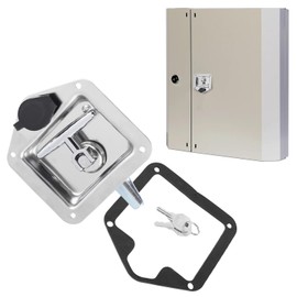 Tissting Manija Remolque, Pestillo con Manija en T, Cerradura Plegable en Forma de T de Acero Inoxidable con Llaves y Junta, Pestillo de Puerta de Remolque para Camión, Remolque, RV