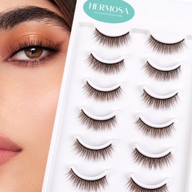Hermosa Boston Brilliance Lashes with 10 Pairs Eyelashes Kit, Vegan Mink Materials of Cruelty Free, Reusable Strip Lashes with more than 20 times each pair. Doll Round Natural Looking HMN41-11