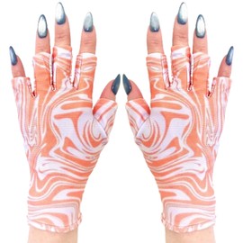 ManiGlovz - The Original UPF 50+ UV/LED Protective Gloves for Gel Manicures, Sun Protection Fingerless Gloves-Shield Skin from The Sun and Nail Lamp- Tangerine Twirl