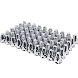 Wadoy 33mm Push On Lug Nut Covers 60 Pack, 33mm X 2-5/8" Plastic Bullet Nut Covers with Chrome Plated Semi Truck Lug Nut Covers