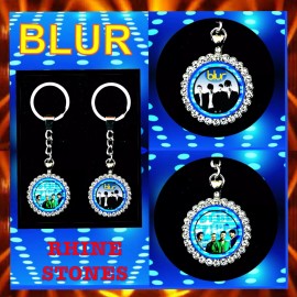 BLUR BAND TWO RHINESTONES KEYCHAINS