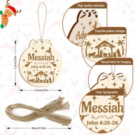HOWAF 24 Names of Jesus Christ Christmas Decorations, Names of Jesus Ornaments Nativity Wood Ornaments Savior Names Christmas Ornaments for The Home Christmas Tree Car Christian Christmas Decorations