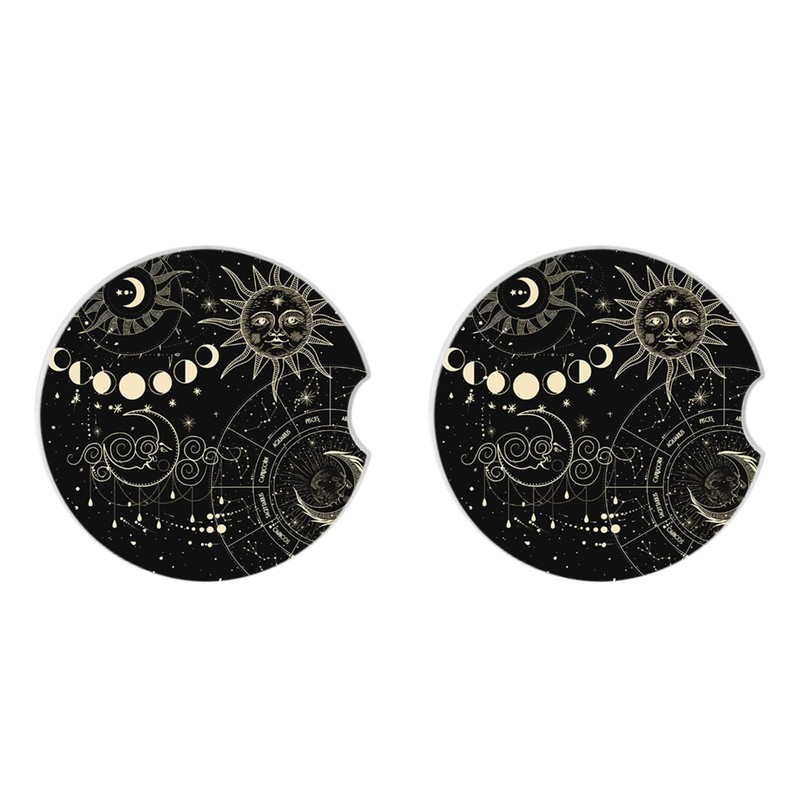 Adastrah Absorbent Car Coasters 2 Pack for Cup Holders, 2.56"