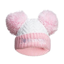 Royal Icon Baby Knitted Pom Pom Hat Baby Boys Girls Winter Hat Single Pom Pom Hat Warm Knitted Double Bubble Baby Hat 0-12 Months Ri682 (Acrylic, Pink I Love Mummy - Ri682)