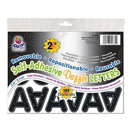 PACON Self-Adhesive Letters, Black Dazzle, Puffy Font, 2", 159 Characters