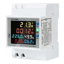 DewinLVD Electricity Meter, DIN Rail, 6 in 1, Digital Energy Meter, 1 Phase, 2 Conductors with LCD Display, Digital Electricity Meter for DIN Rail, Built-in CT AC Meter, AC40-300V, 100A