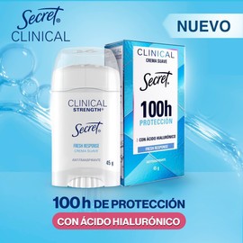 SECRET, Desodorante Mujer, Desodorante Clinical con Ácido Hialurónico, Crema Suave, Fresh Response, 45 GR