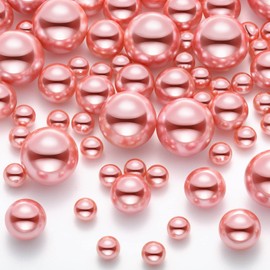 150 Pieces Vase Filler Faux Pearls Vase Makeup Beads No Hole Gloss Bead Mixed Sizes Round Pearl for Home Party Wedding Decor, 8/14/20 mm(Rose Gold)