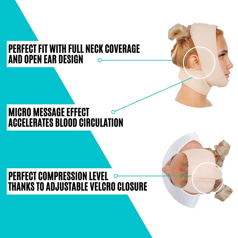 invera Chin Compression Garment After Liposuction Surgery, Neck Cover Strap