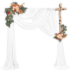 Wedding Arch Draping Fabric,2 Panels 28" x20ft Cream White Wedding Arch Drapes for Ceremony Chiffon Fabric Drapes Arbor Drapery Wedding Arch Decorations for Reception Sheer Backdrop Curtains for Party