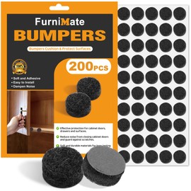 Felt Cabinet Door Bumpers-Small Felt Pads for Cabinet Doors, Cabinet Bumpers Felt, 3/8" Diameter 200PCS, 3mm Thick Self Adhesive Black