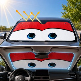 Car Windshield Cover with Eye Design – Reflective Aluminized Paper Car Sun Shade for Hot Weather Parking