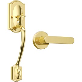 YYTDZSW Front Door Handle, Gold Door Handles Exterior, Polished Brass