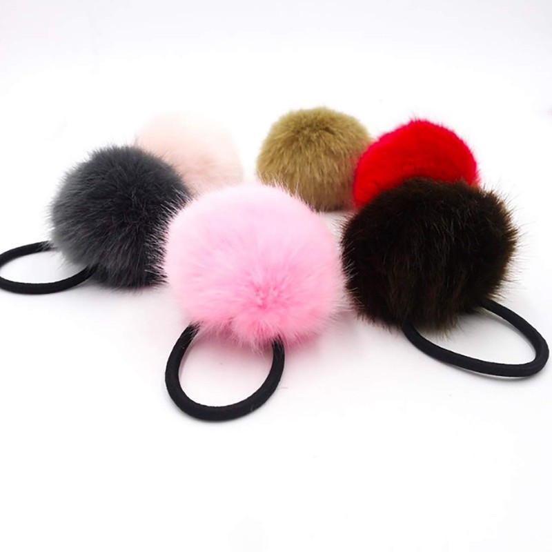 White Fang ZA047 Hair Rubber with Fur Bonbon Adult Stylish