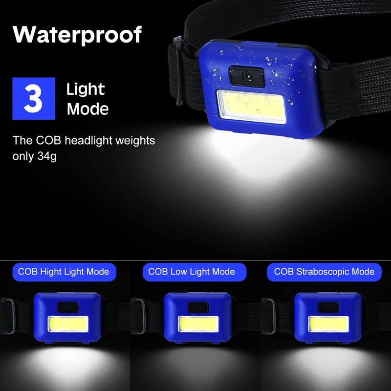Macarrie 30 Pcs LED Headlamp Flashlight for Adults Outdoor Mardi