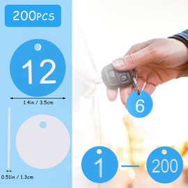 Tenare 1-200 Plastic Number Plates, Numbered Engraved Number Plates, Beehive Labels, ID Tags with Hole, without Key Rings (Blue)