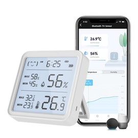 Bluetooth Thermometer Hygrometer: Wireless Temperature Sensor with Data Storage and Notification Alarm, Intelligent Room Temperature and Humidity Monitor with LCD Backlight (Bluetooth)