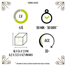 Logica Spiele Art Heart of Vienna Metal Puzzle - Difficulty 4/6 Extreme - Cast Puzzle - Travel Series