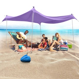 JAICOM Beach Tent Beach Canopy, 10×10FT with 4 Aluminum Poles Beach Shade - with UPF50+ UV Protection, Sandbags, Sand Shovels, Stakes Sun Shelter for Beach, Fishing, Backyard Fun, Camping