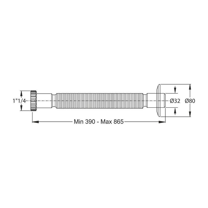 Flexible Outlet Pipe 1.1/4 Chrome-Plated Extendible Outlet of 32 mm