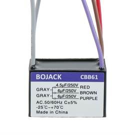 BOJACK CBB61 4.5uF+6uF+6uF 250V AC Ceiling Fan Starting Capacitor for Compatible with Harbor Breeze & New Tech 5 Wire