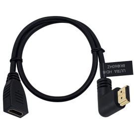 Poyiccot Cable de extensión HDMI 8K de ángulo izquierdo HDMI 2.1 Cable HDMI macho a hembra HDMI 2.1 de 90 grados 8K HDMI macho a hembra 48Gbps de alta velocidad 8K 60Hz, 4K 120Hz, 3D Ultra HDR HDMI