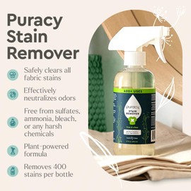 Puracy Puracy Stain Remover Spray, Natural Travel and Laundry Stain Cleaner for Clothes, Baby & Kids Stains, Oil & Fabric Spot Cleaner (Free & Clear, 12 oz)