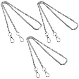 CABODYALS 3Pcs Bag Strap Replacement Silver Chain Long Thin Purse Chain Alloy Iron Lantern Link Handle Chains Straps with Metal Buckles for Women Tote Crossbody Wallet Bag Handbags Accessories