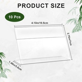 craspire 10 Stück 4.13 x 2.75 Zoll Schilderhalter Durchsichtiger Bilderrahmen Kunststoff Bilder Flyerhalter L Förmiger Ausstellungsständer Vertikal Schräge Rückseite Aufstellbarer Schilderhalter
